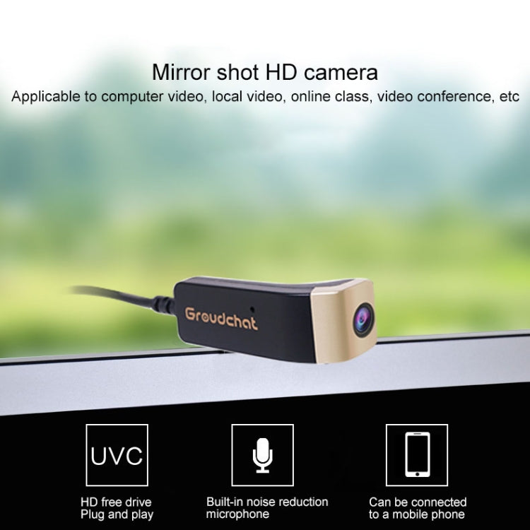 Groudchat JP1DV1 1080P HD Smart Camera Mobile Phone USB Live Camera for Glasses Legs, Built-in Sound-absorbing and Noise-reducing Microphone (Black Gold)