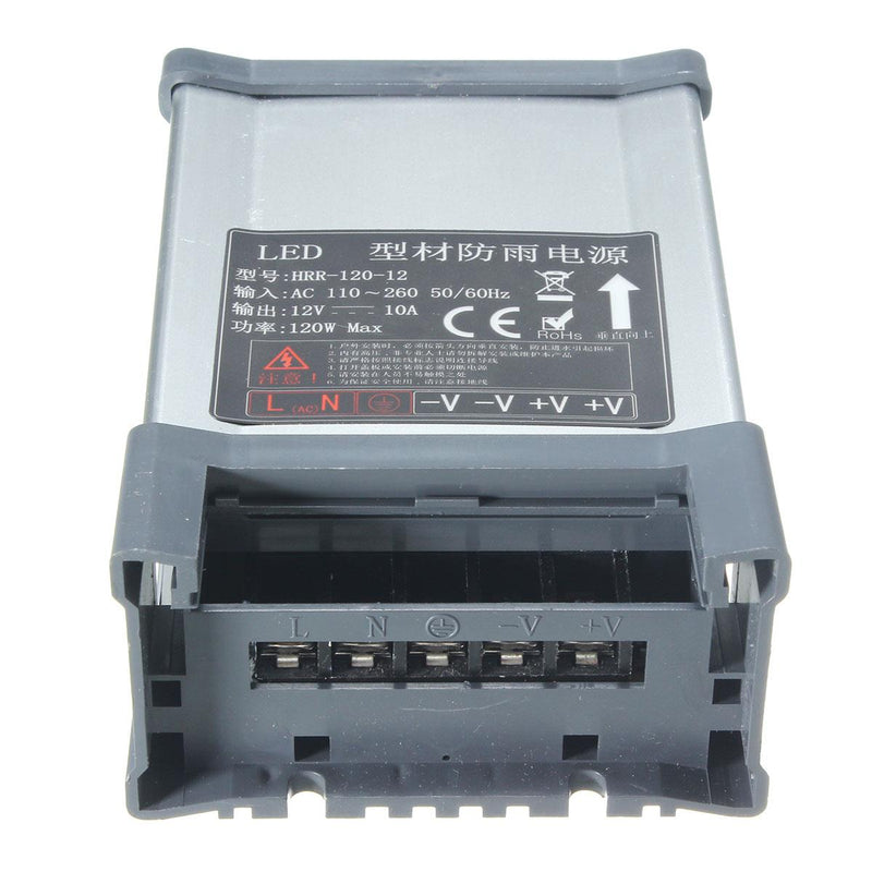 IP65 Waterproof AC 100V-264V To DC 12V 120W 10A Switching Power Supply Driver Adapter