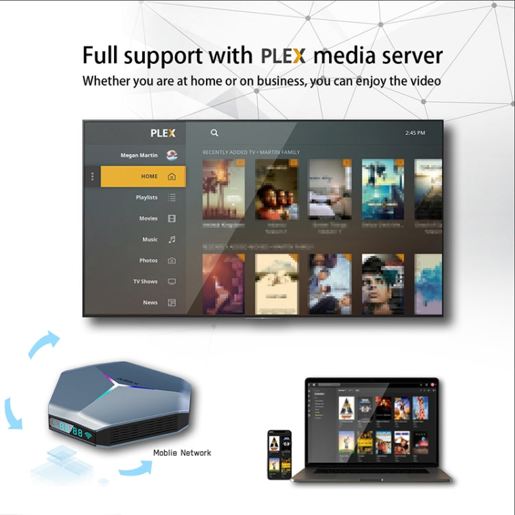 A95X F4 8K UHD Smart TV BOX Android 10.0 Media Player wtih Remote Control, Amlogic S905X4 Quad Core Cortex-A55 up to 2.0GHz, RAM: 4GB, ROM: 128GB, 2.4GHz/5GHz WiFi, Bluetooth, AU Plug(Metallic Blue)