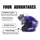 Soman 955 Skyeye Motorcycle Full / Open Face Bluetooth Helmet Headset Full Face, Supports Answer / Hang Up Calls(Skyeye Blue)