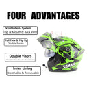 Soman 955 Skyeye Motorcycle Full / Open Face Bluetooth Helmet Headset Full Face, Supports Answer / Hang Up Calls(Skyeye Green)