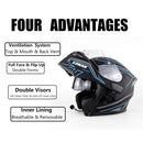 Soman 955 Skyeye Motorcycle Full / Open Face Bluetooth Helmet Headset Full Face, Supports Answer / Hang Up Calls(Black Blue)
