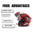 Soman 955 Skyeye Motorcycle Full / Open Face Bluetooth Helmet Headset Full Face, Supports Answer / Hang Up Calls(Skyeye Red)