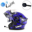 Soman 955 Skyeye Motorcycle Full / Open Face Bluetooth Helmet Headset Full Face, Supports Answer / Hang Up Calls(Skyeye Blue)
