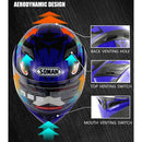 Soman 955 Skyeye Motorcycle Full / Open Face Bluetooth Helmet Headset Full Face, Supports Answer / Hang Up Calls(Black Blue)