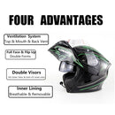 Soman 955 Skyeye Motorcycle Full / Open Face Bluetooth Helmet Headset Full Face, Supports Answer / Hang Up Calls(Black Green)