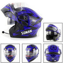 Soman 955 Skyeye Motorcycle Full / Open Face Bluetooth Helmet Headset Full Face, Supports Answer / Hang Up Calls(Skyeye Blue)