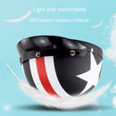 Soman Electromobile Motorcycle Half Face Helmet Retro Harley Helmet with Goggles(Matte Black French White Star)