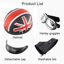 Soman Electromobile Motorcycle Half Face Helmet Retro Harley Helmet with Goggles(Matte Black Maple Leaf)