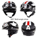 Soman Electromobile Motorcycle Half Face Helmet Retro Harley Helmet with Goggles(Matte Blue French White Star)