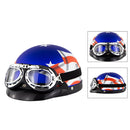 Soman Electromobile Motorcycle Half Face Helmet Retro Harley Helmet with Goggles(Matte Blue USA Flag)