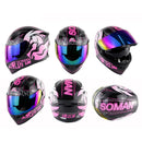 Soman SM-960 Motorcycle Electromobile Full Face Helmet Double Lens Protective Helmet(Pink with Colorful Lens)