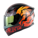 Soman SM-960 Motorcycle Electromobile Full Face Helmet Double Lens Protective Helmet(Red with Gold Lens)