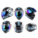 Soman SM-960 Motorcycle Electromobile Full Face Helmet Double Lens Protective Helmet(Blue with Blue Lens)