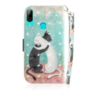 3D Painting Pattern Coloured Drawing Horizontal Flip Leather Case with Holder & Card Slots & Wallet For Huawei P Smart (2019) / Honor 10 Lite(Black White Cat)