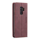 CaseMe-013 Multifunctional Retro Frosted Horizontal Flip Leather Case with Card Slot & Holder & Wallet for Galaxy S9 Plus(Wine Red)