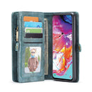 CaseMe-008 Detachable Multifunctional Horizontal Flip Leather Case with Card Slot & Holder & Zipper Wallet & Photo Frame for Galaxy A70(Blue)