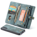 CaseMe-008 Detachable Multifunctional Horizontal Flip Leather Case with Card Slot & Holder & Zipper Wallet & Photo Frame for Galaxy A70(Blue)
