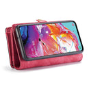 CaseMe-008 Detachable Multifunctional Horizontal Flip Leather Case with Card Slot & Holder & Zipper Wallet & Photo Frame for Galaxy A70(Red)