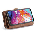 CaseMe-008 Detachable Multifunctional Horizontal Flip Leather Case with Card Slot & Holder & Zipper Wallet & Photo Frame for Galaxy A70(Brown)