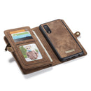 CaseMe-008 Detachable Multifunctional Horizontal Flip Leather Case with Card Slot & Holder & Zipper Wallet & Photo Frame for Galaxy A70(Brown)