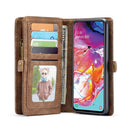 CaseMe-008 Detachable Multifunctional Horizontal Flip Leather Case with Card Slot & Holder & Zipper Wallet & Photo Frame for Galaxy A70(Brown)