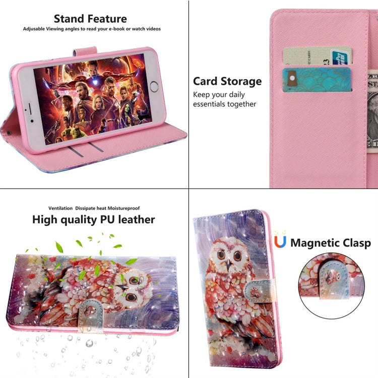 3D Coloured Drawing Pattern Horizontal Flip Leather Case with Holder & Card Slots & Wallet & Lanyard for Google Pixel 3a XL(Coloured Owl)