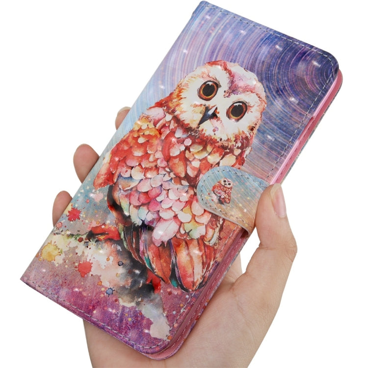 3D Coloured Drawing Pattern Horizontal Flip Leather Case with Holder & Card Slots & Wallet & Lanyard for Google Pixel 3a XL(Coloured Owl)