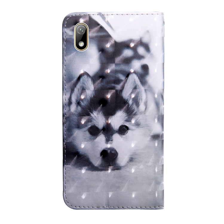 3D Painting Pattern Coloured Drawing Horizontal Flip TPU + PU Leather Case with Holder & Card Slots & Wallet For Huawei Y5 2019(Husky)