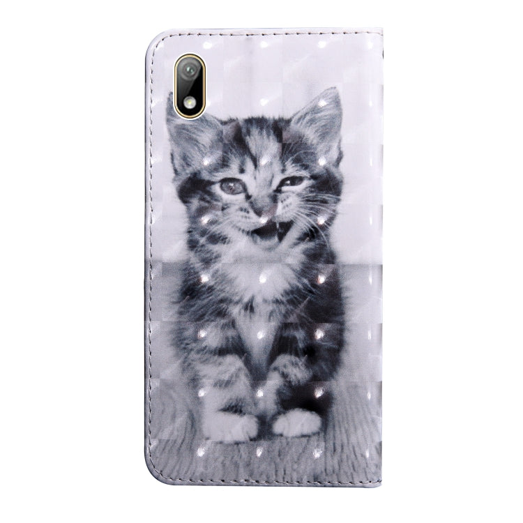 3D Painting Pattern Coloured Drawing Horizontal Flip TPU + PU Leather Case with Holder & Card Slots & Wallet For Huawei Y5 2019(Smile Cat)
