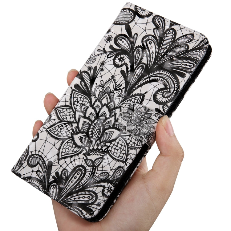 3D Painting Pattern Coloured Drawing Horizontal Flip TPU + PU Leather Case with Holder & Card Slots & Wallet For Huawei Y5 2019(Black Lace)