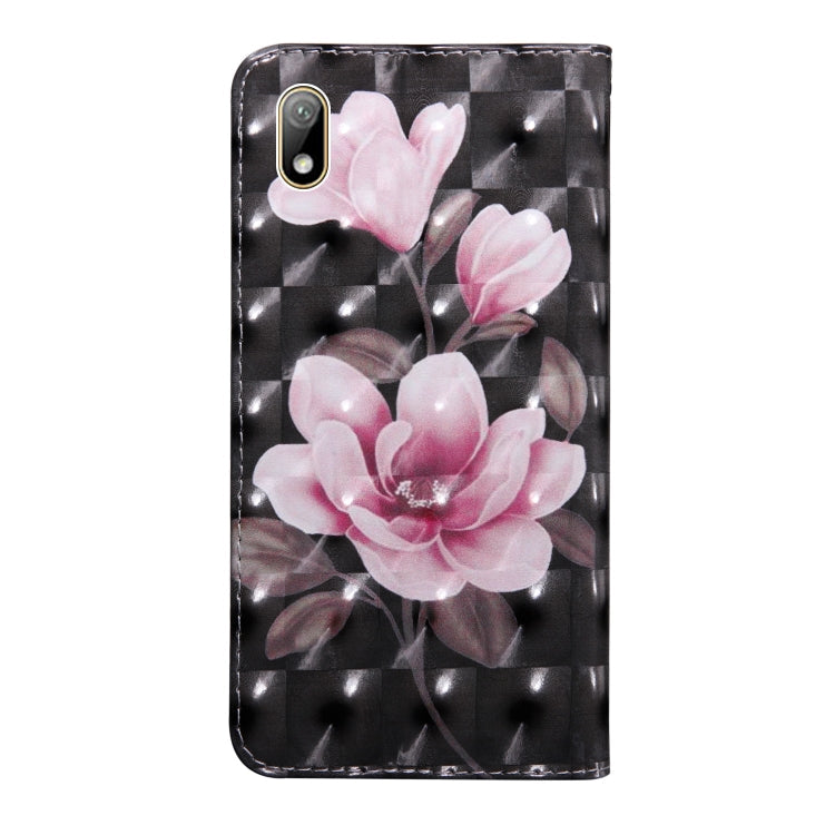 3D Painting Pattern Coloured Drawing Horizontal Flip TPU + PU Leather Case with Holder & Card Slots & Wallet For Huawei Y5 2019(Pink Flower)