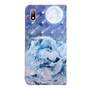 3D Painting Pattern Coloured Drawing Horizontal Flip TPU + PU Leather Case with Holder & Card Slots & Wallet For Huawei Y5 2019(Moon Wolf)