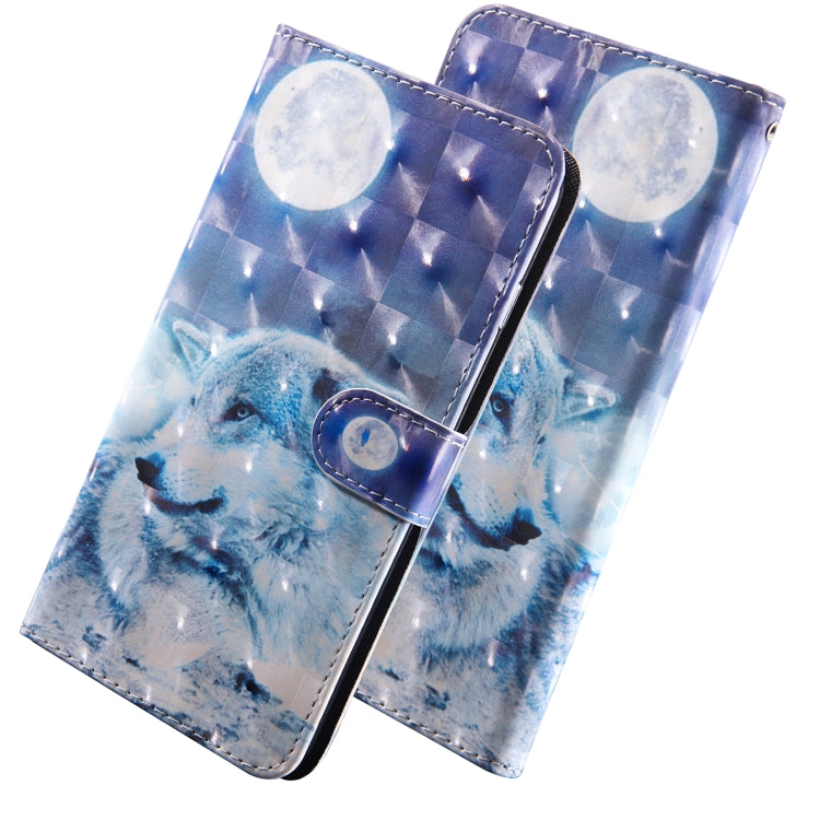3D Painting Pattern Coloured Drawing Horizontal Flip TPU + PU Leather Case with Holder & Card Slots & Wallet For Huawei Y5 2019(Moon Wolf)