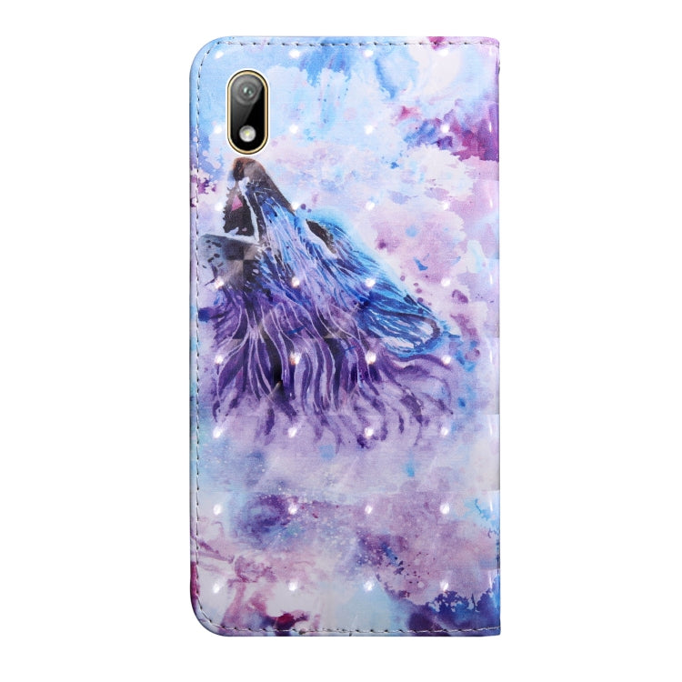 3D Painting Pattern Coloured Drawing Horizontal Flip TPU + PU Leather Case with Holder & Card Slots & Wallet For Huawei Y5 2019(Roaring Wolf)