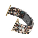 Simple Fashion Resin Watch Band for Apple Watch Series 5 & 4 40mm & Series 3 & 2 & 1 38mm(Blue Flower)