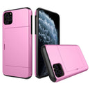 Shockproof Rugged Armor Protective Case with Card Slot for iPhone 11 Pro(Pink)