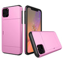 Shockproof Rugged Armor Protective Case with Card Slot for iPhone 11 Pro(Pink)