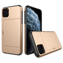 Shockproof Rugged Armor Protective Case with Card Slot for iPhone 11 Pro(Gold)
