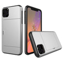 Shockproof Rugged Armor Protective Case with Card Slot for iPhone 11 Pro(Silver)