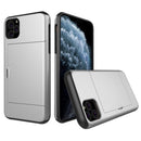 Shockproof Rugged Armor Protective Case with Card Slot for iPhone 11 Pro(Silver)