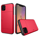 Shockproof Rugged Armor Protective Case with Card Slot for iPhone 11 Pro(Red)