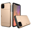 Shockproof Rugged Armor Protective Case with Card Slot for iPhone 11(Gold)