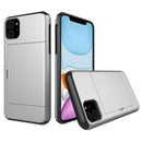 Shockproof Rugged Armor Protective Case with Card Slot for iPhone 11(Silver)