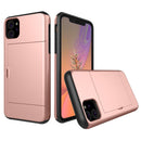 Shockproof Rugged Armor Protective Case with Card Slot for iPhone 11(Rose Gold)