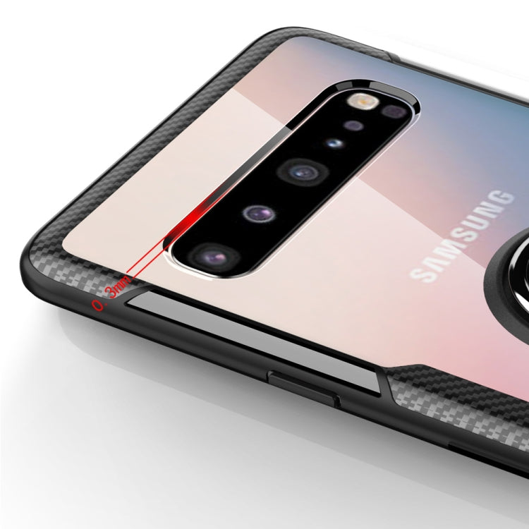 Transparent TPU Protective Case with 360 Degree Magnetic Rotation Holder For Galaxy S10 5G(Black)