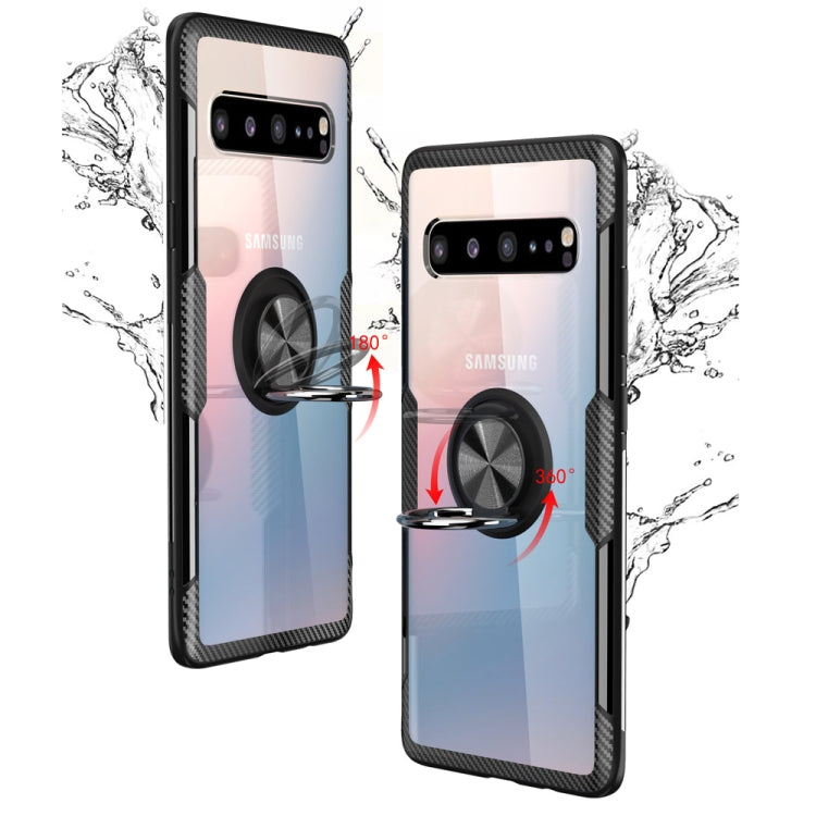 Transparent TPU Protective Case with 360 Degree Magnetic Rotation Holder For Galaxy S10 5G(Black)