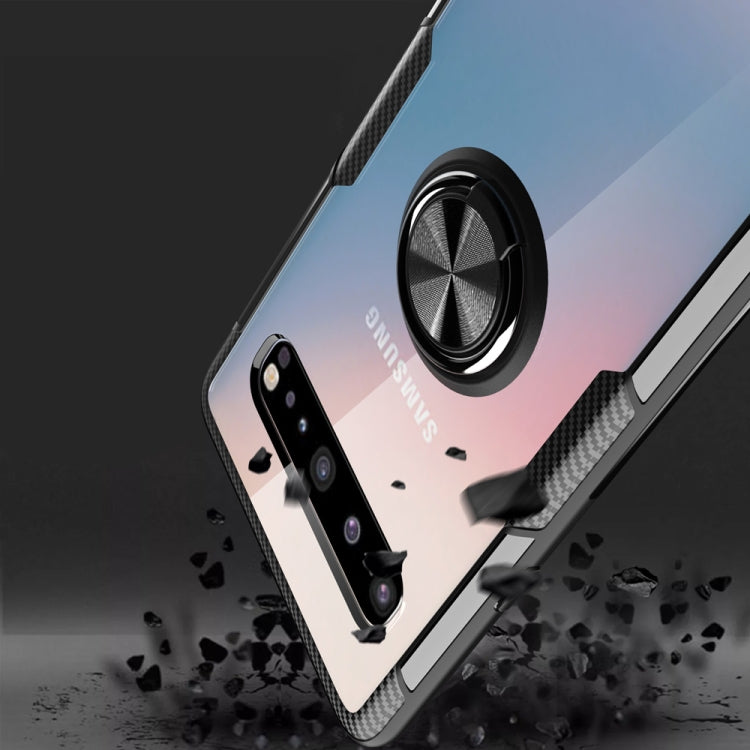 Transparent TPU Protective Case with 360 Degree Magnetic Rotation Holder For Galaxy S10 5G(Black)