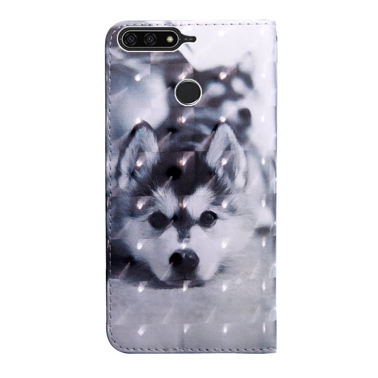 3D Painting Pattern Coloured Drawing Horizontal Flip TPU + PU Leather Case with Holder & Card Slots & Wallet for Huawei Y6 2018 (Husky)