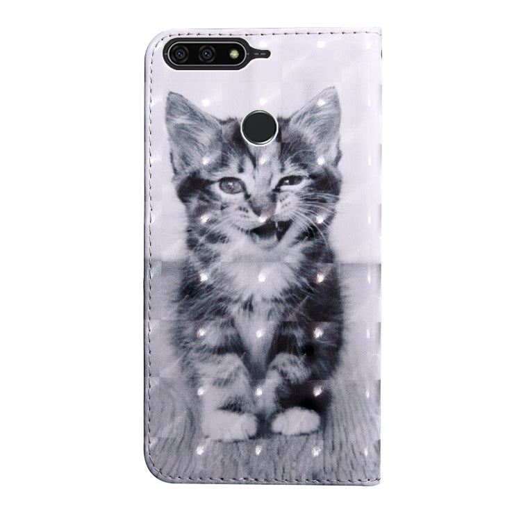 3D Painting Pattern Coloured Drawing Horizontal Flip TPU + PU Leather Case with Holder & Card Slots & Wallet for Huawei Y6 2018 (Smile Cat)